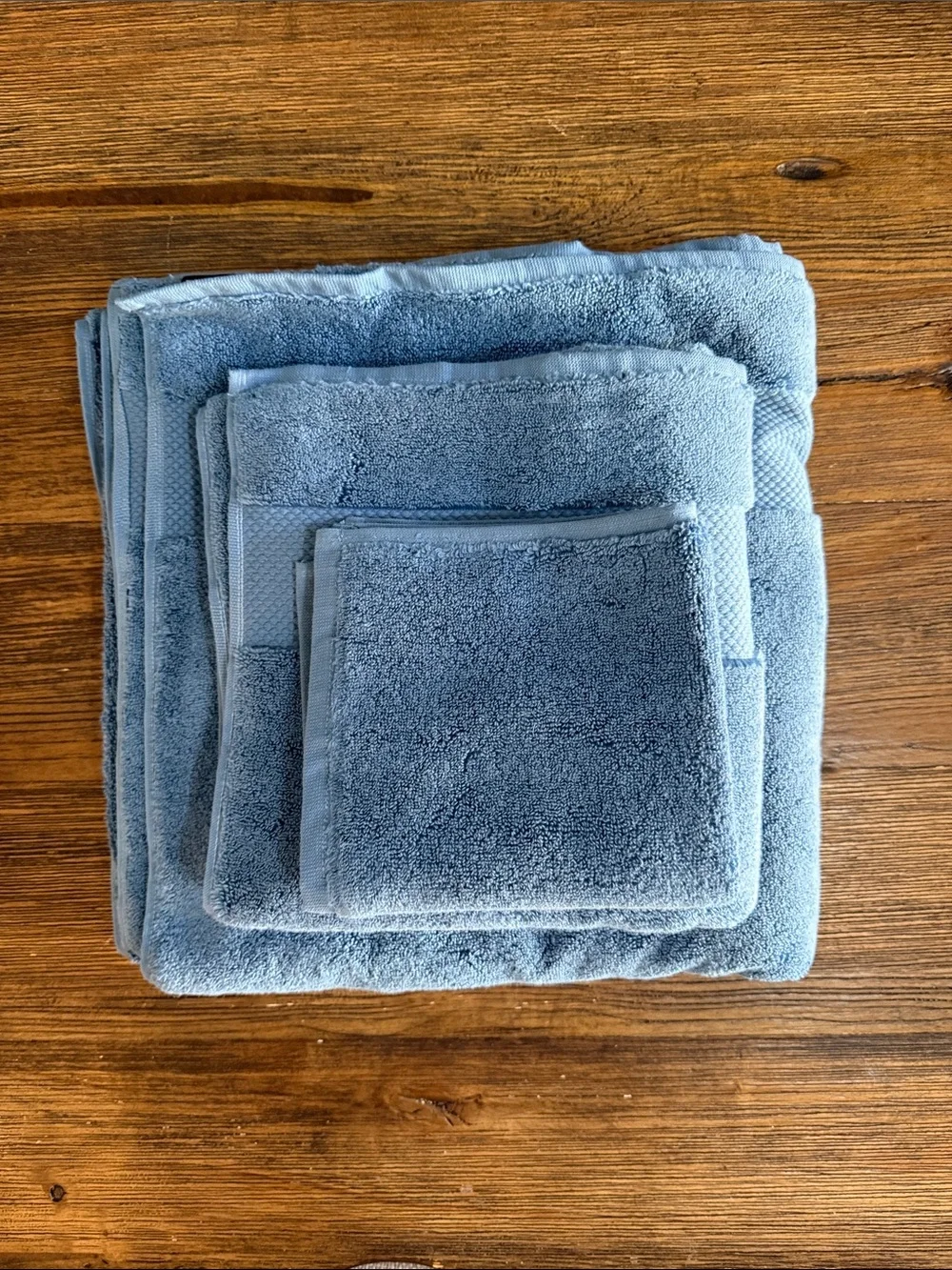Soft Sky Blue Bath Towel Set - Plush Cotton Towels